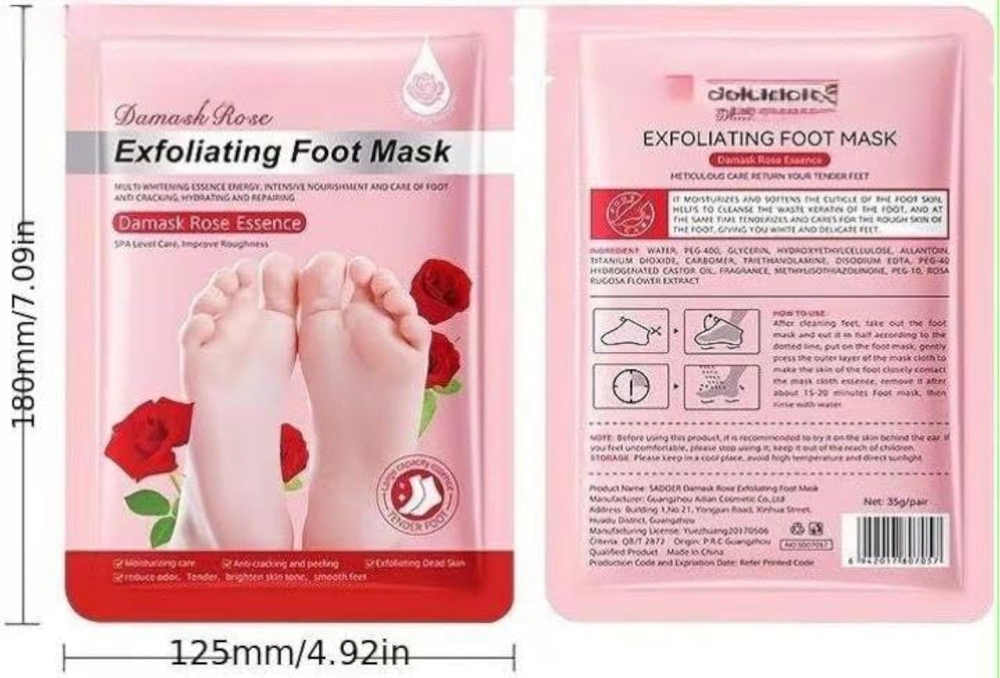 1 Pair Rose Foot Peeling Mask for Dead Skin Removal