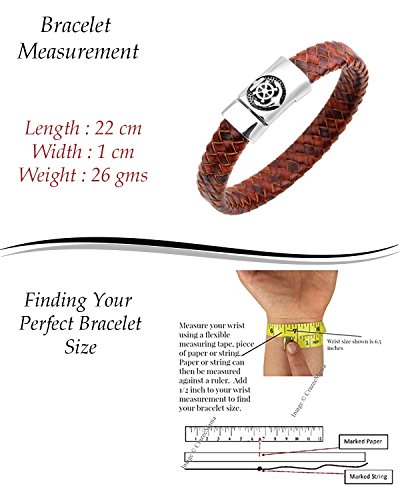 Image of Young & Forever Men's Genuine Braided Leather and Titanium Steel Bracelet | Bold Punk Tiger Eye Bead & Multi-Strand Wrist Bands | Vintage Nautical Clasp & Animal Head Hook Hook Kada Style Options