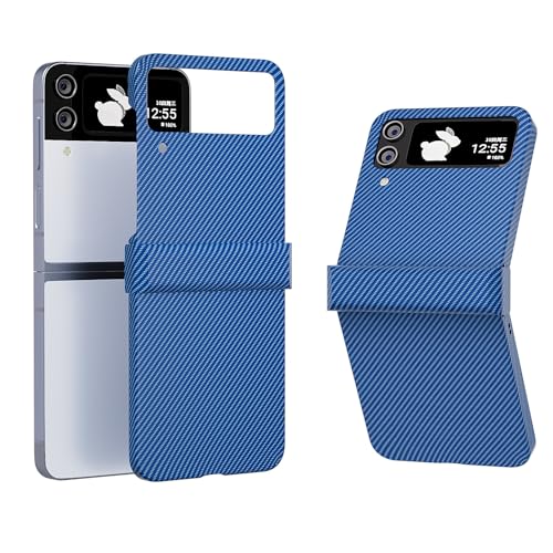 Coque Galaxy Z Flip 4 avec charnière et étui rigide aspect fibre de carbone pour smartphone