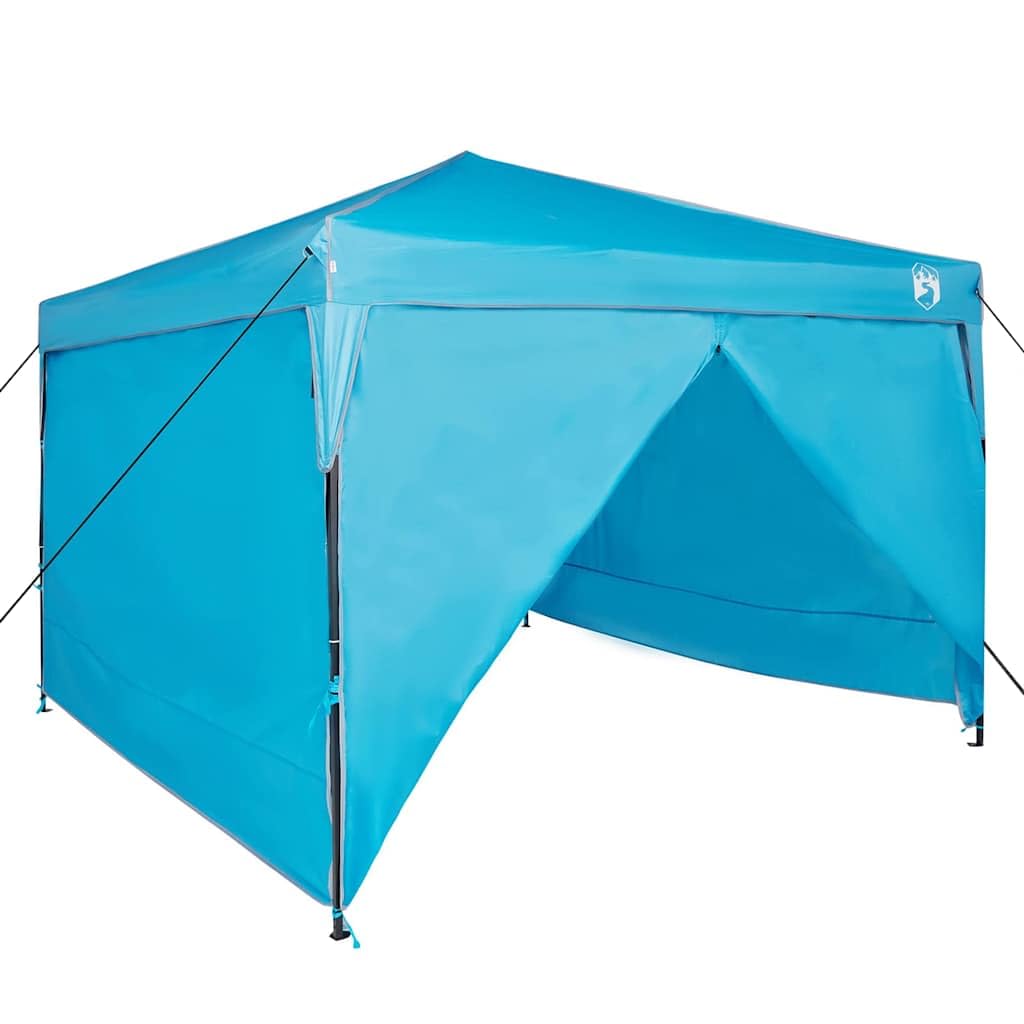 Carpa azul 290x290 cenador portátil contra viento y sol con piquetas