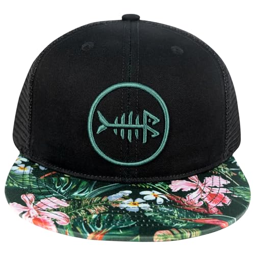 Image of BASSDASH Flat Brim Trucker Cap Adjustable Snapback Hat Mesh Back for Men Women