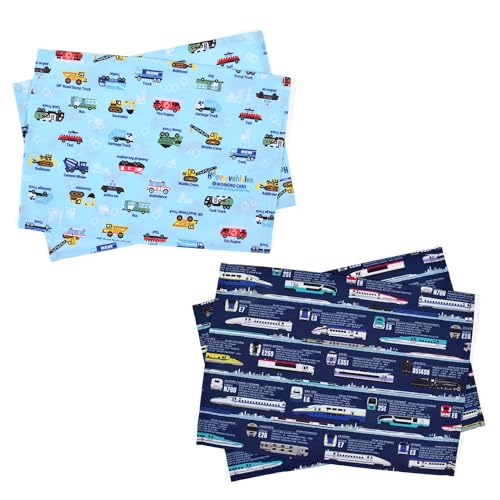 COLORFUL CANDY STYLE ランチョンマット スタンダード 4枚セット(同柄2枚×別柄2柄) 撥水生地 ランチマット 給食カバー ランチマット 小学校 幼稚園 子供 キッズ かっこいい おしゃれ エクスプレスとはたらく車セット 男の子 NU8