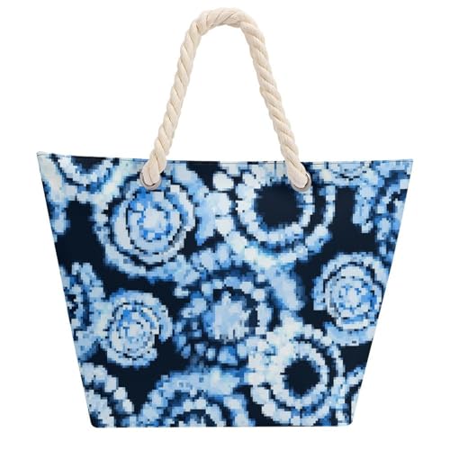 Bright Colorful Hand Drawn Cocktails Beach Bags for Women Waterproof Large Tote Bag with Zipper Travel Carry Bag