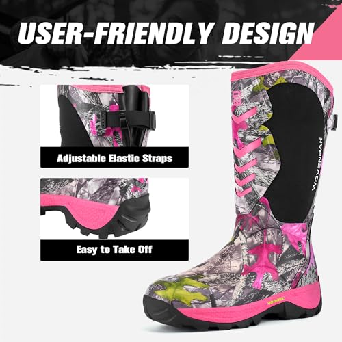 Image of Wovenpak Extra Wide Rubber Boots for Women, Waterproof Hunting Boots with Steel Shank, Insulated Mud Boot, 6mm Neoprene Anti-slip Outdoor Work Boots, Size 6-11