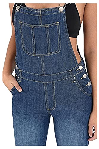 Twiin Sisters Women's Classic Basic Slim Fit Casual Denim Bib Overalls - 1X, Blue #TOP3