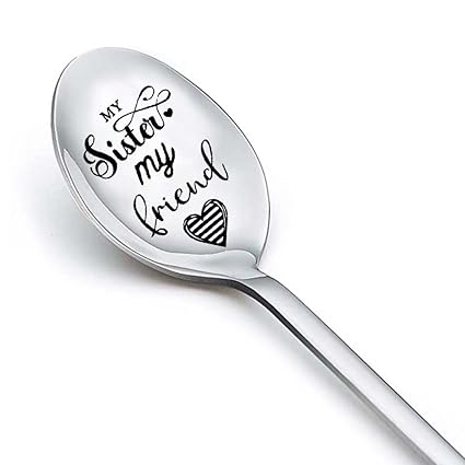 Best Friend Birthday Gifts for Sister Coffee Tea Spoon for Big Little Sister Christmas Gifts for Twins Bestie Bff Graduation Valentines Gift for Sister In Law My Sister My Friend Spoon