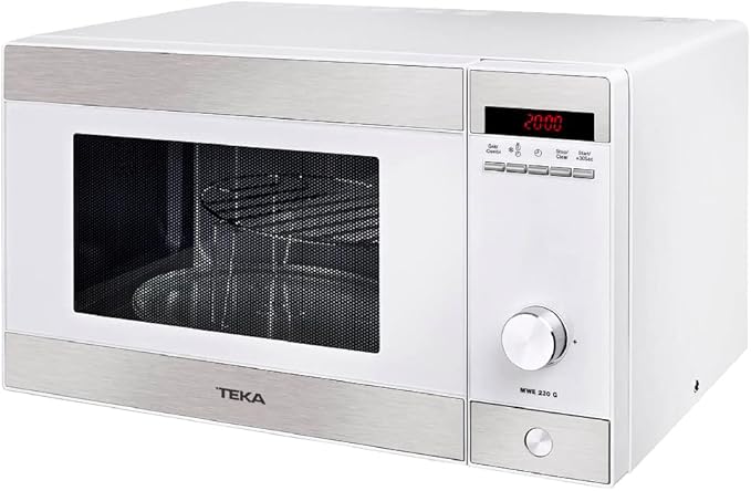 Teka MWE 230 G - Microondas + Grill de Libre Instalación, Capacidad de 23 Litros, Panel de Mandos Electrónico, 8 Menús de Acceso Directo, Descongelación por Tiempo y Peso, Color Blanco