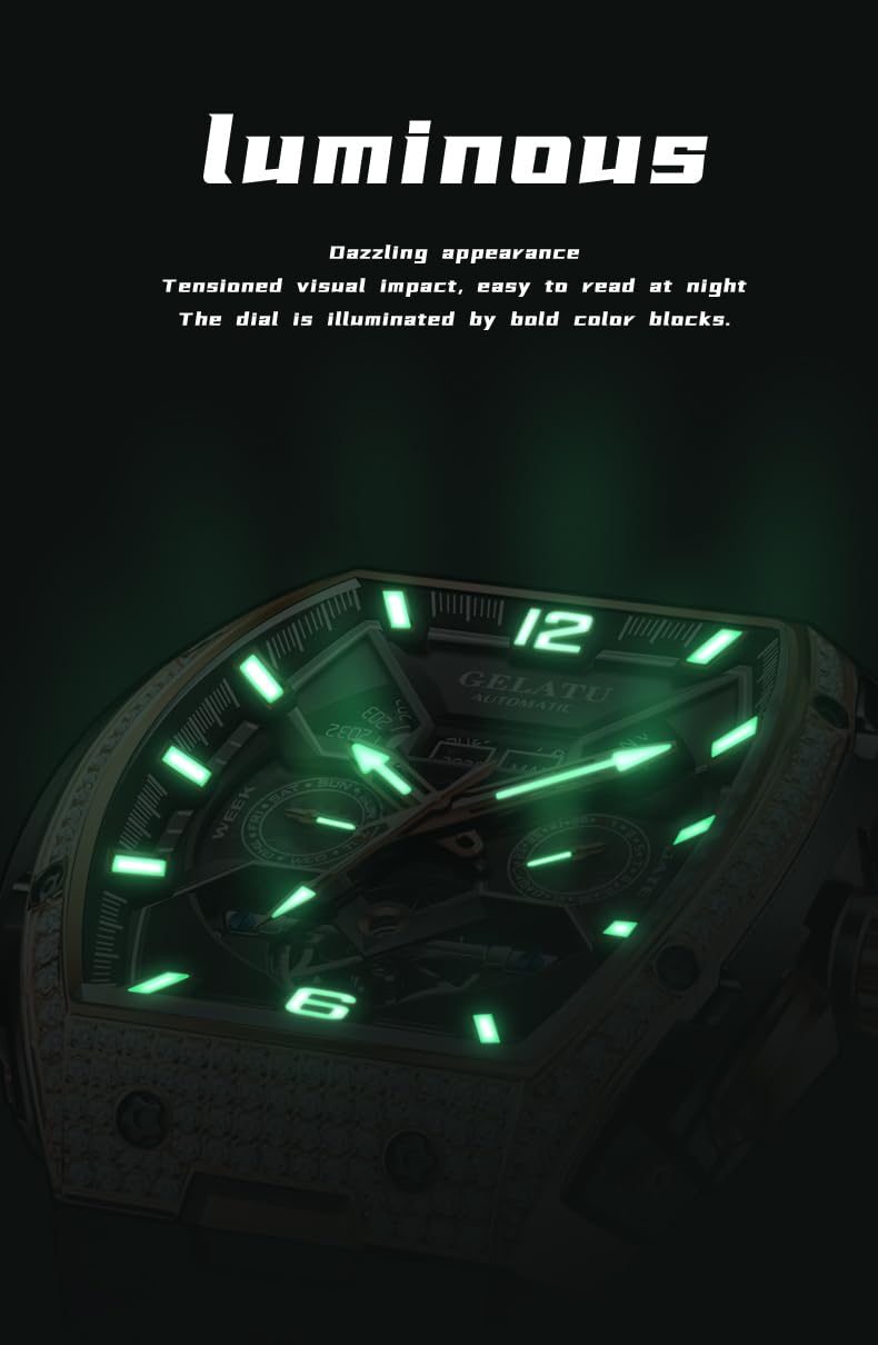 Reloj automático para hombre, diseño de esqueleto mecánico, cristal de zafiro impermeable