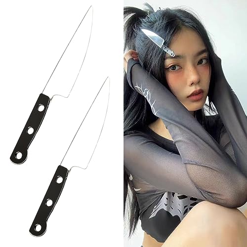 Pinzas para cabello mini de cuchillo Halloween 2 pzas miniatura 1