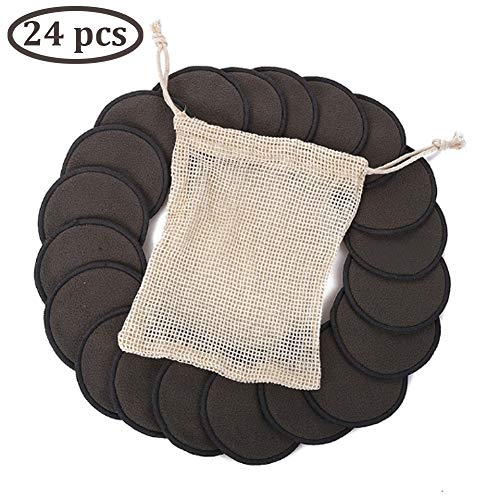 arbitra 24Pcs Discos Desmaquillantes Reutilizables Bambu, Lavable Almohadillas Desmaquillantes De Algodon Organico Ecologicos Makeup Limpieza Facial Pad con con Bolsa De Lavado (F:24PCS)