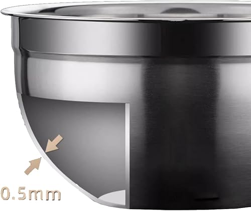 Miniatura 7 de Cuenco de acero inoxidable duradero y resistente al óxido, fácil agarre y estabilidad, diseño de tazón versátil para cocinar, hornear, preparar y