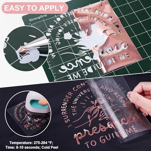 Image of Rosegold FOIL | HTV Vinyl Rolls | Heat Transfer Vinyl | 20inch x 40inch | PU for Shirts | Metallic Finish | Soft Touch | Stretchable | Iron on Vinyl for Cricut & Cameo | Easy to Cut & Weed