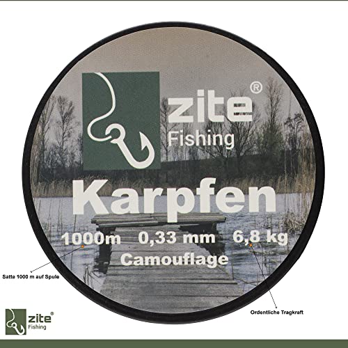 Zite Fishing Monofile Angelschnur in Camouflage – Karpfen-Schnur 1000m Spule - Abriebfeste Carp-Line Nylon-Schnur – Bild 4