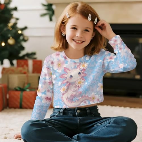 Sweatshirts for Girls Fall Outfits Long Sleeve Crop Tops for Kids Cropped Shirts Crewneck Tees 5-14 Years3