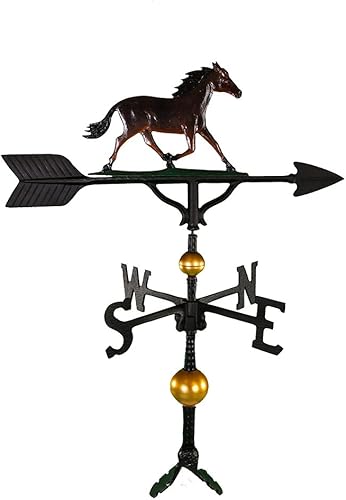 Miniatura 9 de Montague Metal Products Veleta de 32 pulgadas con adorno de caballo negro satinado Natural,Hammered
