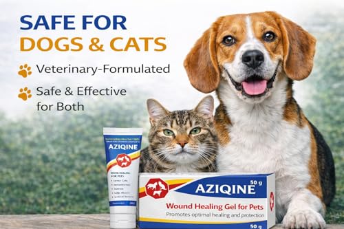 Image of Aziqine Animal Wound Healing Silver Gel 50g | Safe & Non-Toxic Wound Care for Dogs, Cats & All Pets | Hydrogel Dressing with Micro-Organism Control for Cuts, Lacerations, Acute & Chronic Wounds
