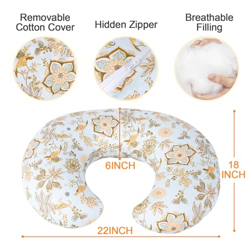 Baby Nursing Pillow for Breastfeeding, Adjustable Breast Feeding Pillow for Bottle Feeding, Breastfeeding Essentials for Mom and Baby Healthier Nursing, Ergonomic Support for Newborn, Removable Cover