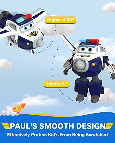 Super Wings 5" Transforming Paul Airplane Toys Vehicle, Action Figure, Plane To Robot, Suitable 3 4 5 Year Old Preschool Kids, Fun Plane Toys For Boys And Girls, Birthday Gifts, Blue #TOP3