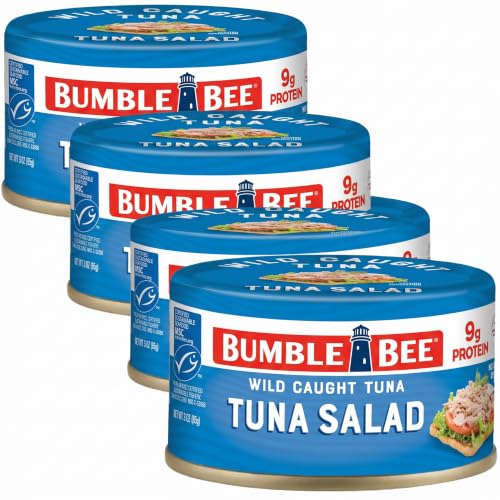 Bumble Bee Snackers - Tuna Salad, 3 oz Easy Open Can - 9g Protein per Serving - Wild Caught Skipjack Chunk Light Tuna Pack - No Draining, Ready to Eat (Pack of 4)
