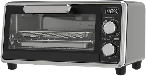 Decker Crisp N Bake PRO - Freidora de aire de 4 rebanadas, horno tostador compacto para encimera, horno tostador para aperitivos, comidas pequeñas,