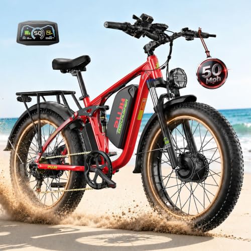 PUJH 9000W 50MPH Dual Motor E-Bike Up to 100Mi 60V 26" Fat Tire PU366Pro