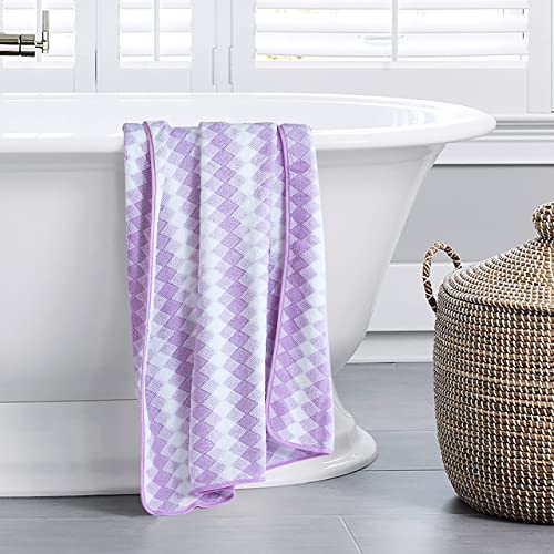 Image of Spread Spain Microfiber Towels for Bath | Coral Large Bath Towel | Extra Soft Plush & High Absorbent |360 GSM | Bath Towel for Men and Women |70x146 cm (Purple)