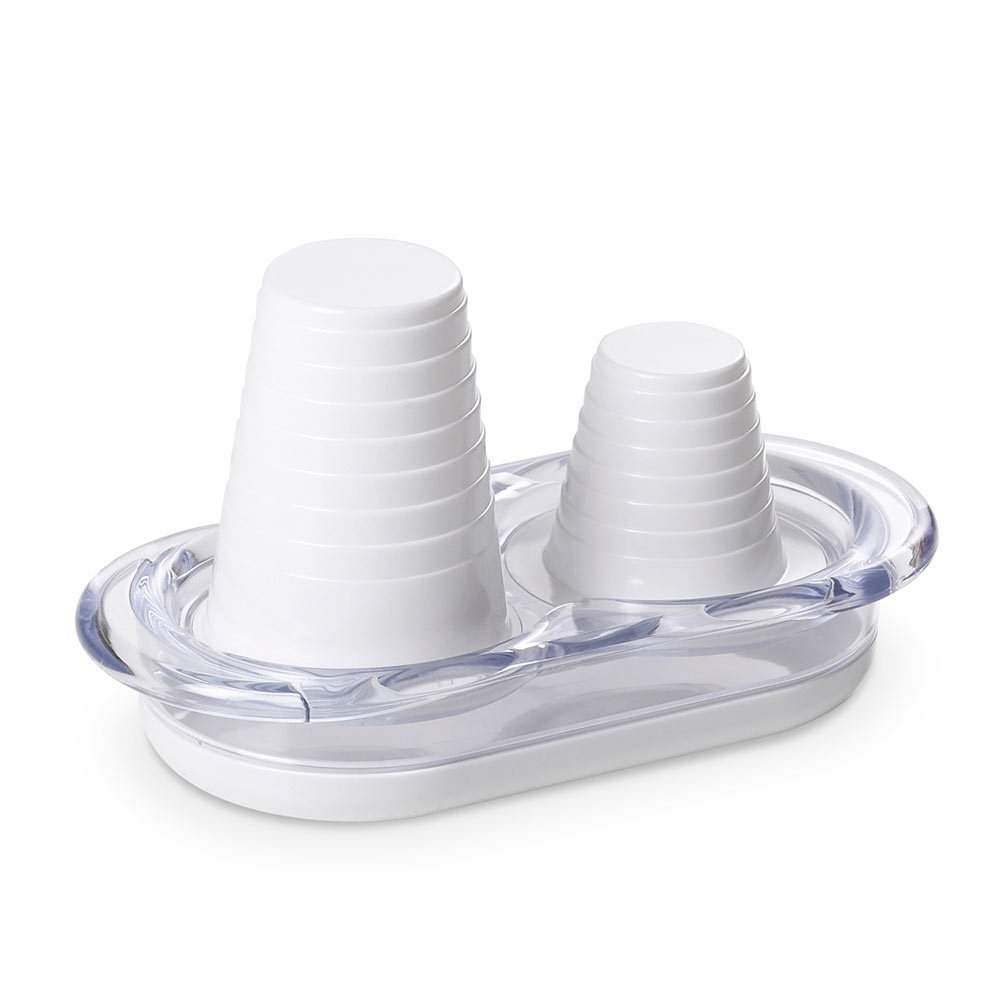 Omada Design Double Cup Holder for Water and Coffee Glass Happy Drink Line, White, 1 Unità (Confezione da 1)