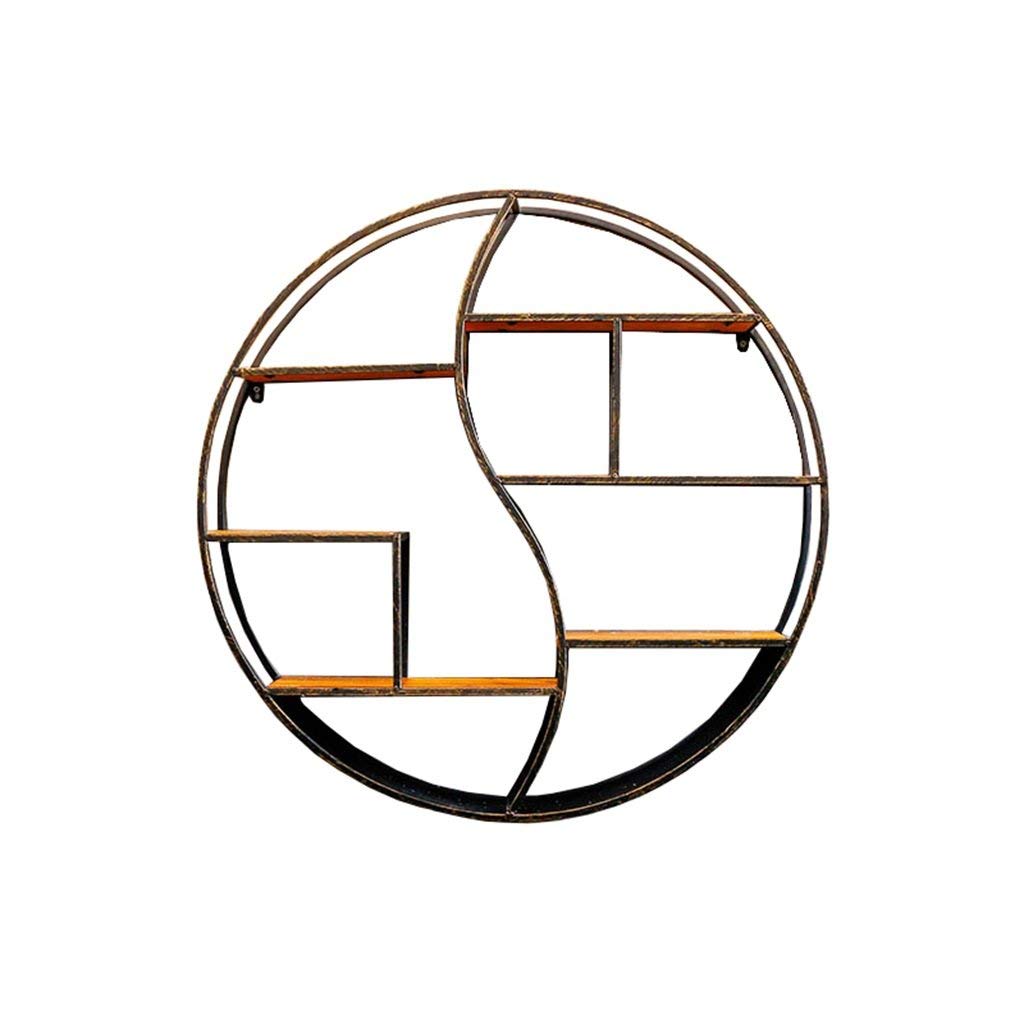 Meuble de rangement mural rond bois et fer pour gagner de l'espace