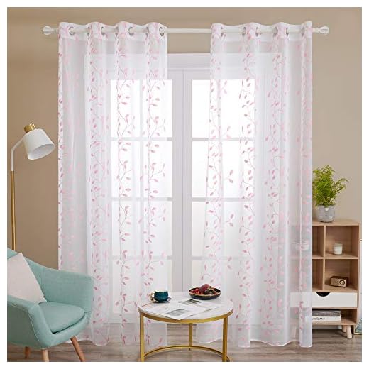 Deconovo 2 tende per cameretta dei bambini e ragazze, trasparenti, 290 x 140 cm (altezza x larghezza), colore: rosa