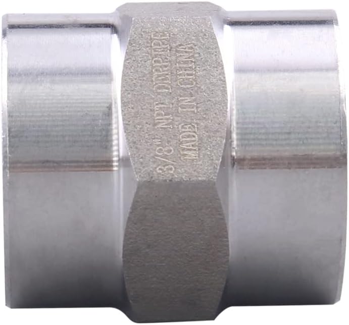 Forging Hex Coupling Fitting - Stainless Steel 304 Connector Adapter, 3/8" NPT Female (pack of 5)