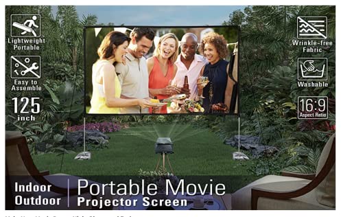 Elite Screens Yard Master Lite, 125-Inch Outdoor Projector Screen 16:9 Double Sided Wrinkle-Free Foldable Portable Indoor Movie Projection Screen, | Us Based Company 2-Year Warranty,Oms125Hlite #TOP7