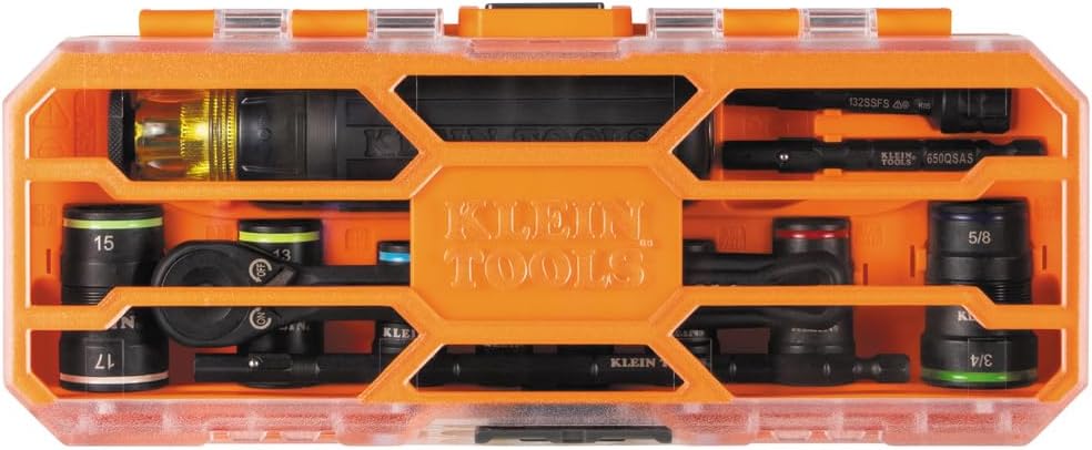 Klein Tools 65242 KNECT Impact Socket Set, Ratcheting Screwdriver Set, 1/4-Inch Drive, 4 SAE and 4 Metric Flip Sockets, 16 Hex Sizes, Adapters, MODbox Case - Image 9