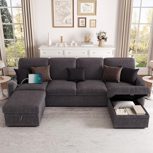HIFIT 101" Modular Sectional Couch with Storage Ottomans & USB