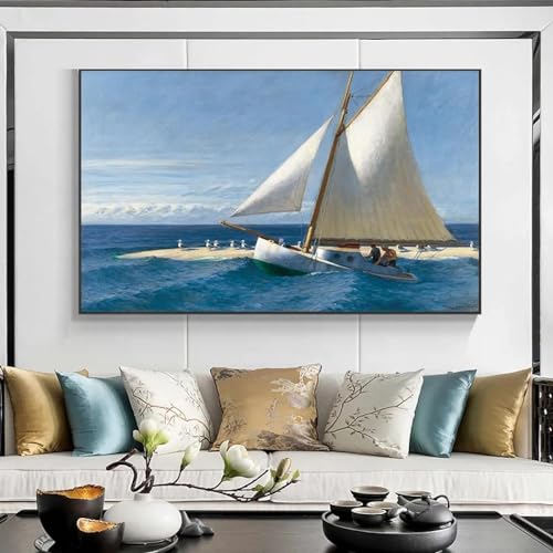 Toile bateau voile classique moderne mer KEBIA pour une décoration de salon apaisante et épurée