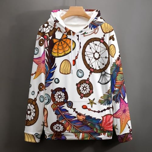 Sweat à Capuche Attrape-Rêves Imprimé Pull Manches Longues Confort Unisexe UMENG S