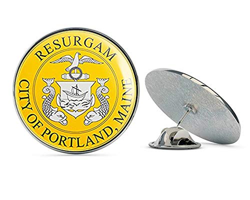 Round Portland Maine City Seal (me Lobster) Metal 0.75
