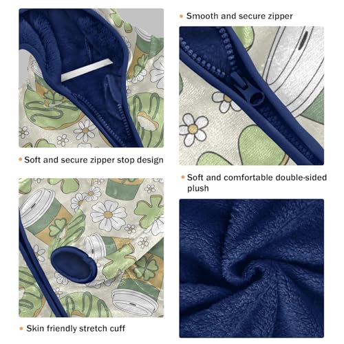 Donut Shamrock Cookies Girls Fleece Jacket Girls Fall Jacket Girls Zip Up Hoodie Girls Sherpa Jacket 2-10T3