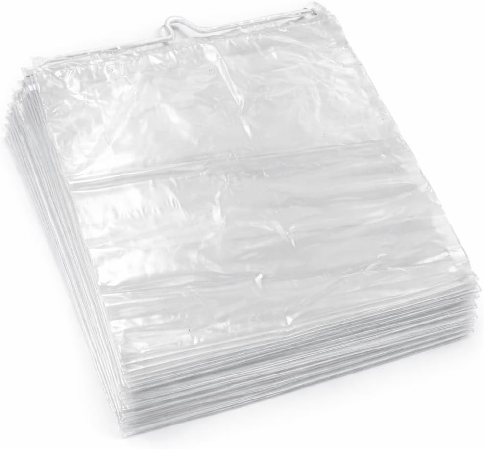 Clear LDPE Drawstring Bags (250 Pack) (13.75" x 17.5") 2 Mil Disposable Transparent Plastic with Double Cotton White Strings. Shoe Bags for Travel Large Storage Organizers Pouch (250)