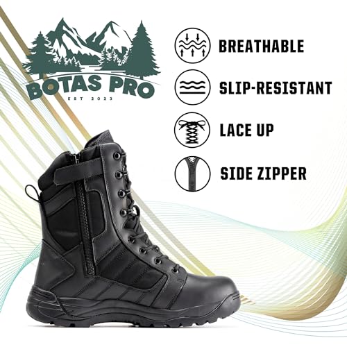 Image of Tactical Boots for Men Side Zipper 8 Inch Lightweight Comfortable Military Hiking Boots(BMP110)