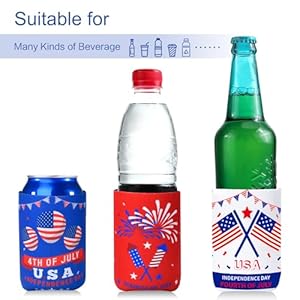 4th of July Decorations for Home, 12PCS Beer Can Cooler Sleeves for Fourth of July Independence Day Memorial Day Outdoor Indoor Decor, Insulated Collapsible USA Pattern Cover, Patriotic Party Supplies 4th of July Decorations for Home 12PCS Beer Can Cooler Sleeves for Fourth of July Independence Day Memorial Day Outdoor Indoor Decor Insulated Collapsible USA Pattern Cover Patriotic Party Supplies