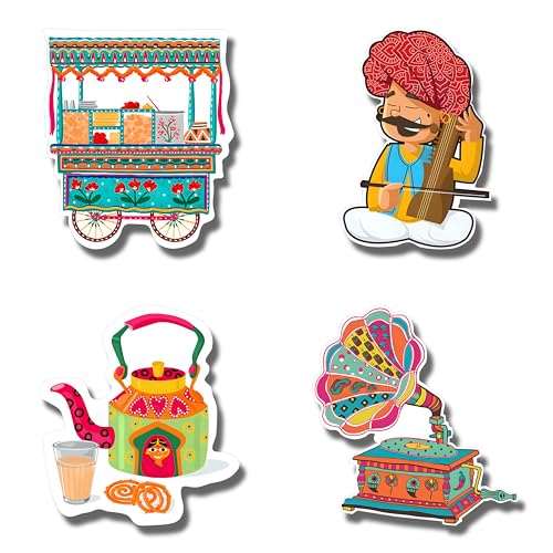 Image of BENAVJI Printed MDF Wooden Tea Food Quotes Funny & Intellectual Fridge Magnets - Set of 4 (Color-6)