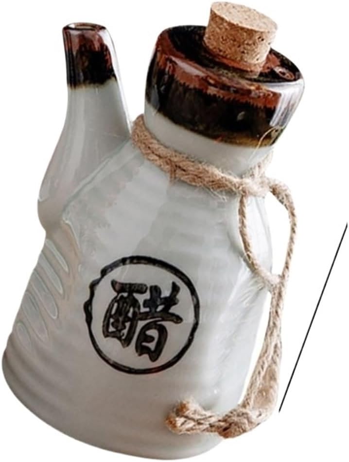 Ceramic Soy Sauce Bottle, Ceramic Seasoning Dispenser, Household Kitchen Oil Pot, High Grade Condiment Container(White)