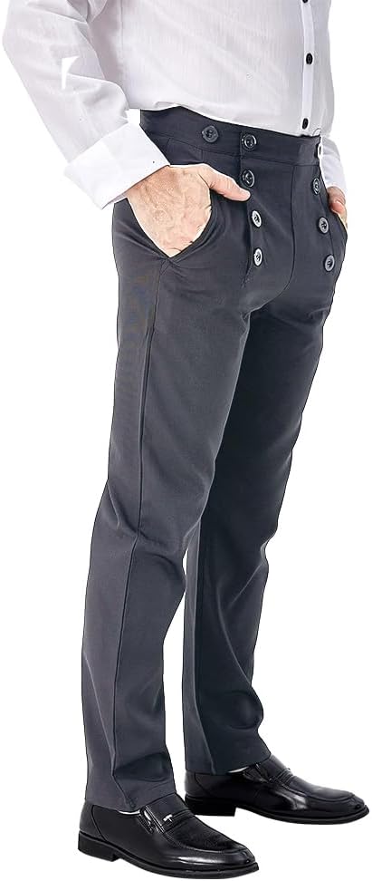 Men Medieval Steampunk Pants Adult Victorian Classic Trousers Halloween Vintage Costume - Image 2