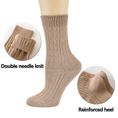 Image of Mcool Mary Womens Crew Socks Winter Casual Thick Knit Warm Comfy Bootie Dress Socks for Ladies 5 Pack