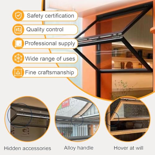 Miniatura 5 de Ventana De Concesión Con Marco De Aluminio, Ventanas Plegables Verticales Con Vidrio Templado Y Burlete, Ventana Corrediza Para Vagón Comedor, Tienda De Té Con Leche, Personalizable Wxh 20x35in 51x89c