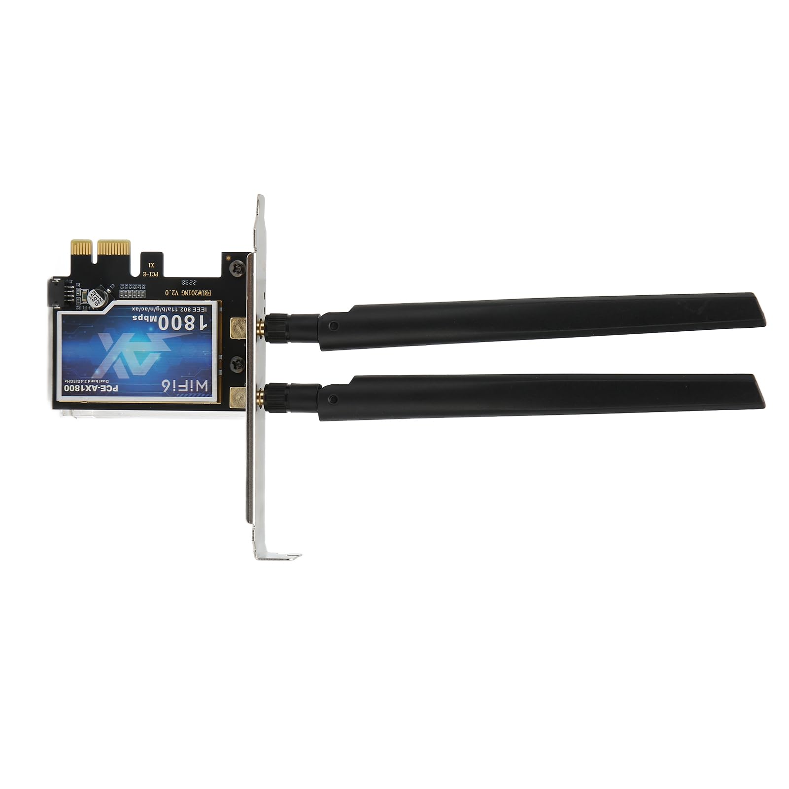 Carte PCIe WiFi 6E 1800 Mbps adaptateur réseau double bande BT 5.2 Plug and Play pour ordinateur de bureau avec 2 antennes et déflecteur court