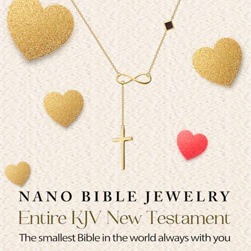 Y Cross Necklace Nano Bible Jewelry - Christian Infinity Pendant - Entire KJV New Testament Holy Scriptures on 0.2" Microchip, Religious Faith Jewelry for Women, 18" Link Chain3
