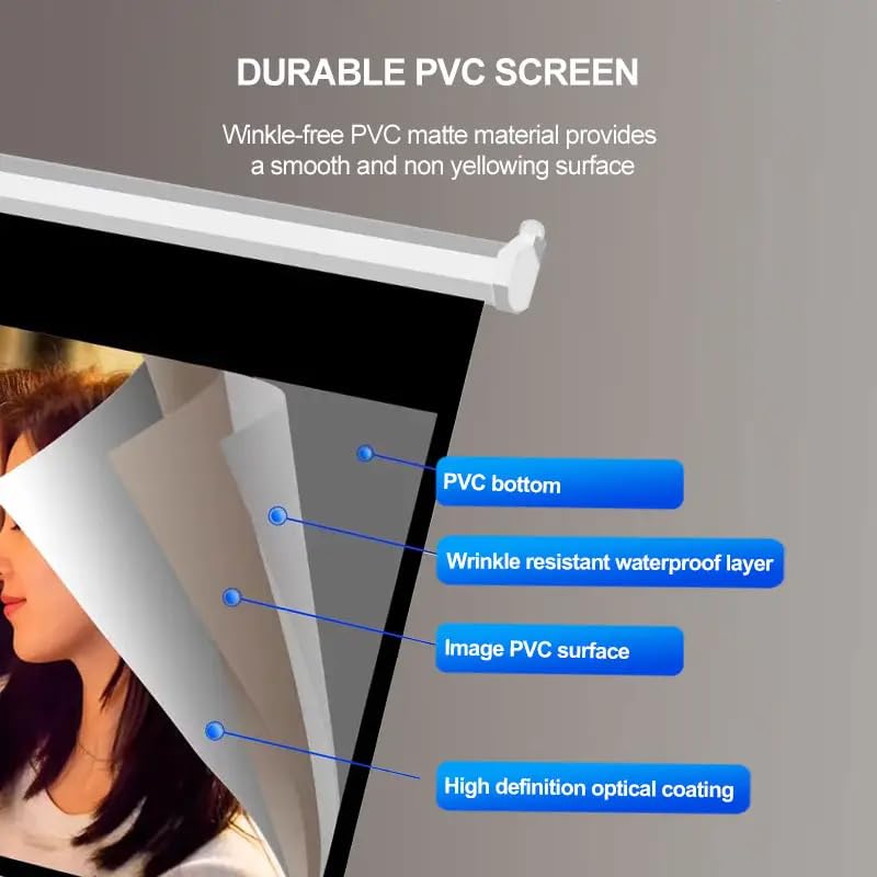 Image of 120 inch Electric Motorized Projector Screen, 4K Ultra HD Compatible, Full HD 1080p, Remote Control, 16:9 Format (9ft (W) x5ft (H))