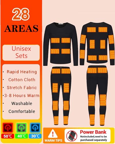 Electric Heated Thermal Underwear Set with 28 Heating Zones &app Remote Temperature Control for Skiing, Hunting2