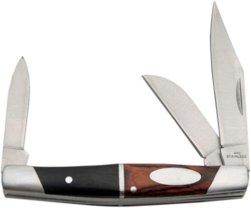 SZCO Cuchillo de bolsillo plegable de 3.5 pulgadas con 3 hojas para hombre, cuchillo de bolsillo pequeño compacto EDC con 440 cuchillas de acero